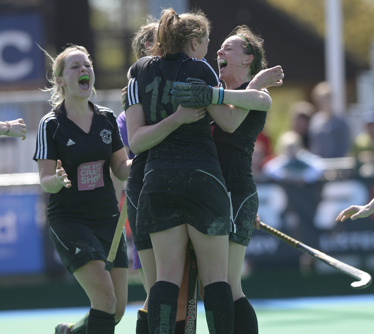Buckingham celebrate promotion into the Premier Division at the Investec Women's Finals Weekend - credit Ady Kerry.jpg